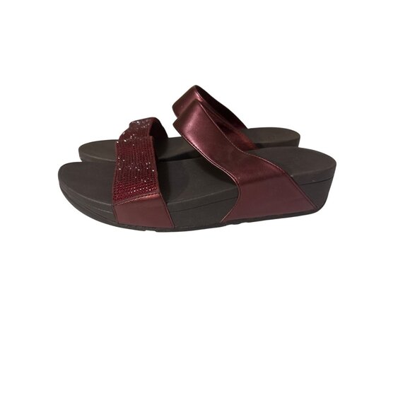 Fitflop Lulu Crystal Embellished Slides Oxblood Red US 09 - Picture 1 of 6